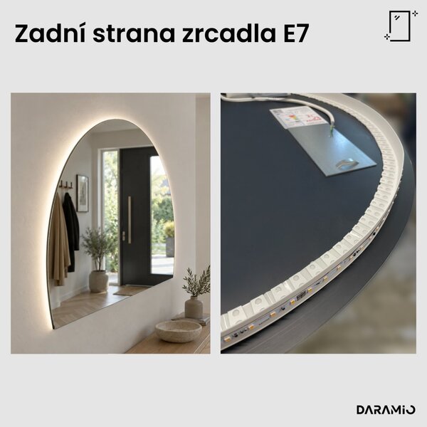 Půlkruhové zrcadlo do koupelny s LED osvětlením E7