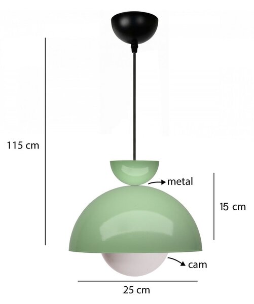 Zelené závěsné svítidlo s kovovým stínidlem ø 25 cm Arta – Opviq lights