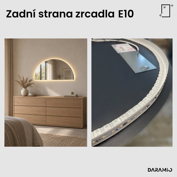 Půlkruhové zrcadlo do koupelny s LED osvětlením E10