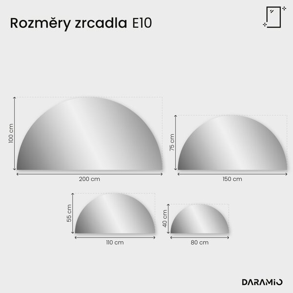Půlkruhové zrcadlo do koupelny s LED osvětlením E10