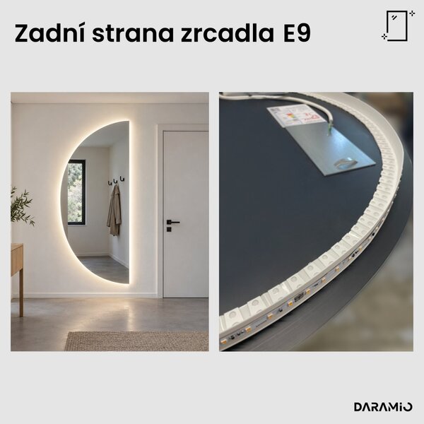 Půlkruhové zrcadlo do koupelny s LED osvětlením E9