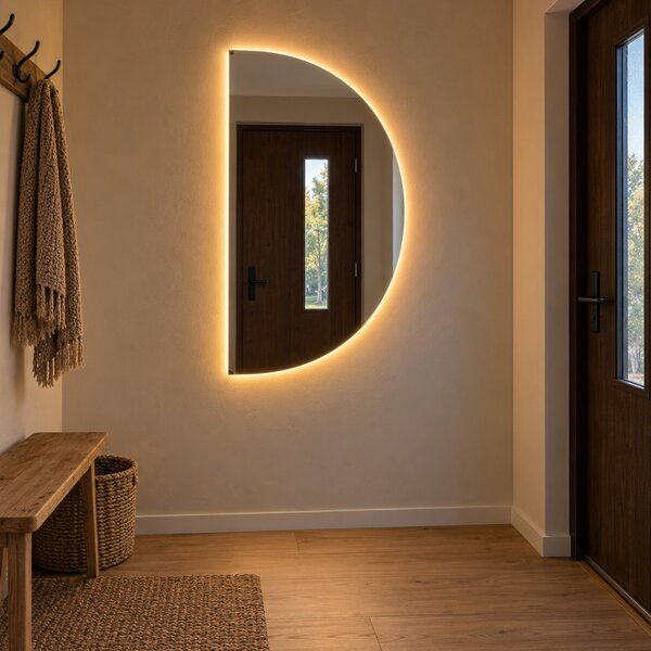 Půlkruhové zrcadlo do koupelny s LED osvětlením E8