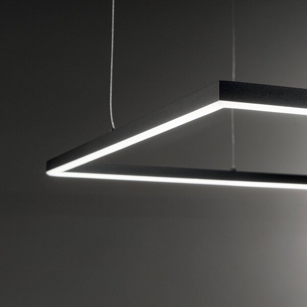 IDEAL LUX Ideal Lux LED závěsné svítidlo Oracle Slim 50 x cm černé 3 000 K, Černá, Obývací pokoj / jídelna, Hliník, Moderní