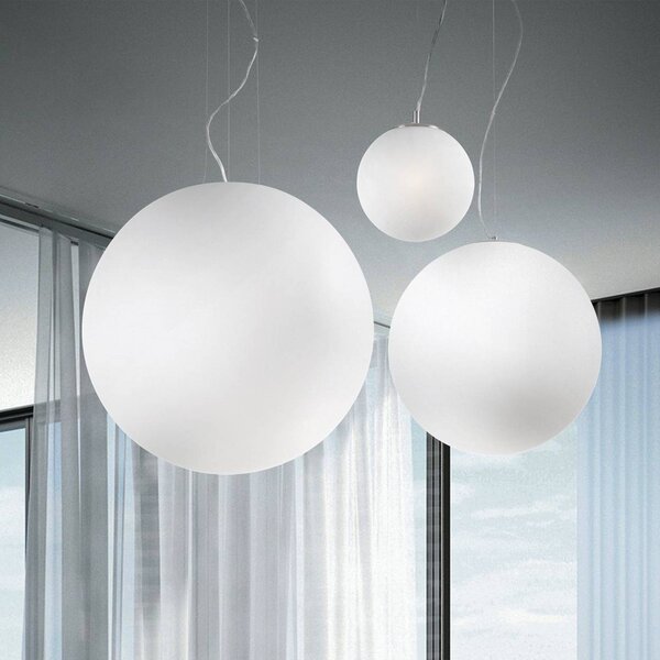 IDEAL LUX Ideal Lux závěsné světlo Mapa, Ø 20 cm, opálové sklo, koule, stmívatelný, Bílá / opál, Obývací pokoj / jídelna, Sklo, Moderní, Koule