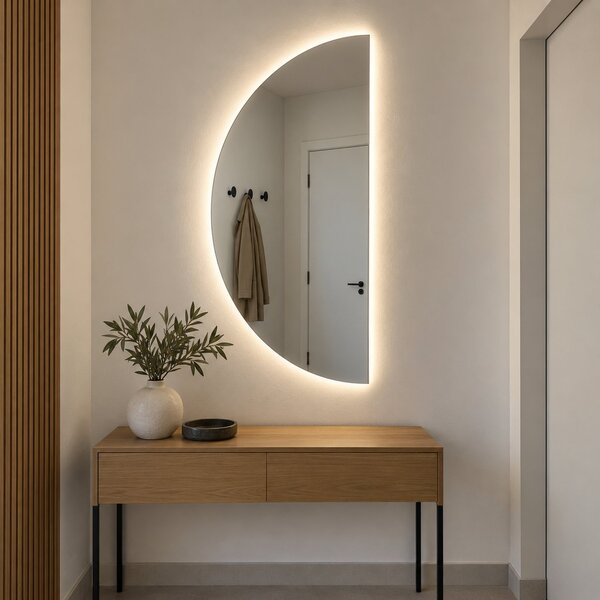 Půlkruhové zrcadlo do koupelny s LED osvětlením E9