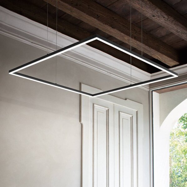 IDEAL LUX Ideal Lux LED závěsné svítidlo Oracle Slim 90 x cm černé 3 000 K, Černá, Obývací pokoj / jídelna, Hliník, Moderní