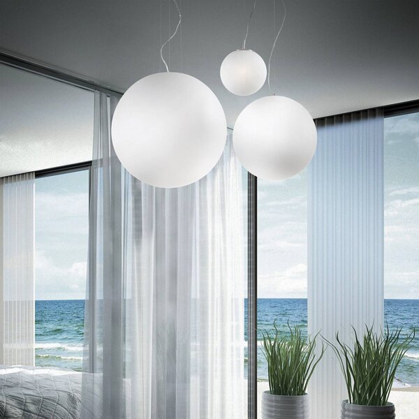 IDEAL LUX Ideal Lux závěsné světlo Mapa, Ø 20 cm, opálové sklo, koule, stmívatelný, Bílá / opál, Obývací pokoj / jídelna, Sklo, Moderní, Koule