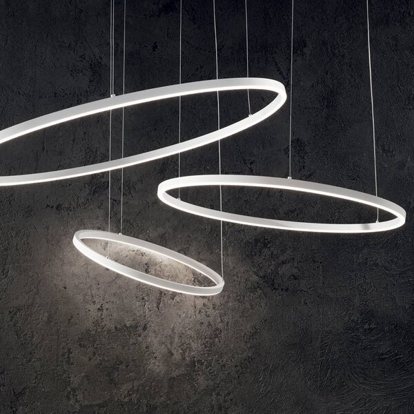 IDEAL LUX Ideal Lux LED závěsné světlo Oracle Slim Ø 50 cm bílé 3 000 K, Bílá / opál, Obývací pokoj / jídelna, Hliník, Moderní