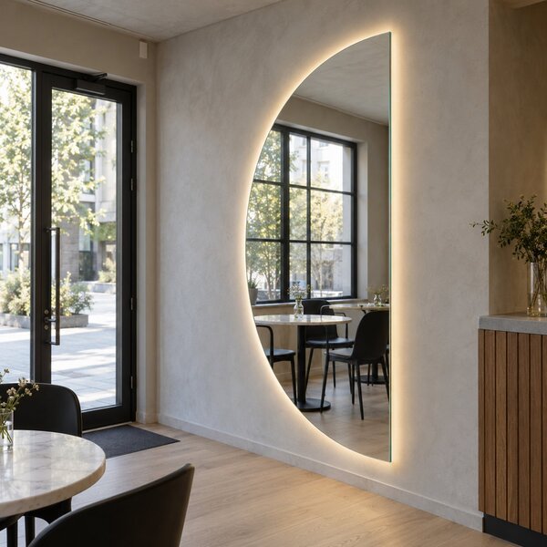 Půlkruhové zrcadlo do koupelny s LED osvětlením E9