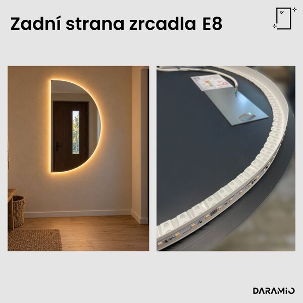 Půlkruhové zrcadlo do koupelny s LED osvětlením E8