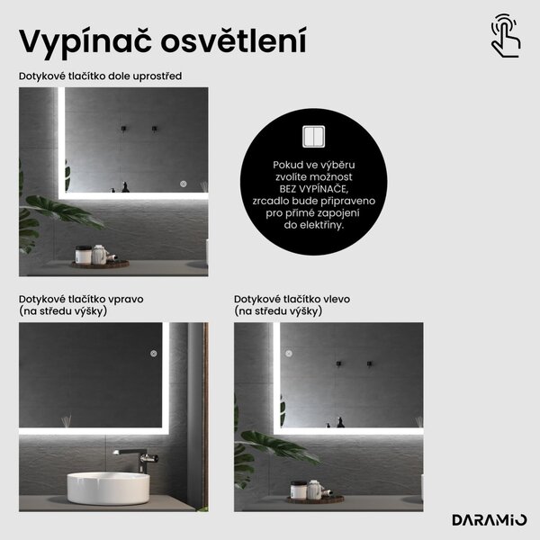 Obloukové zrcadlo do koupelny s LED osvětlením G14
