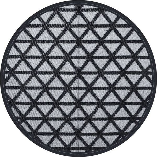 VidaXL Venkovní koberec ARAKIL Ø 160 cm PP [368589] Barva: Černá a šedá