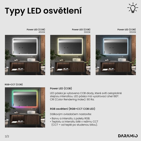 Obloukové zrcadlo do koupelny s LED osvětlením G14