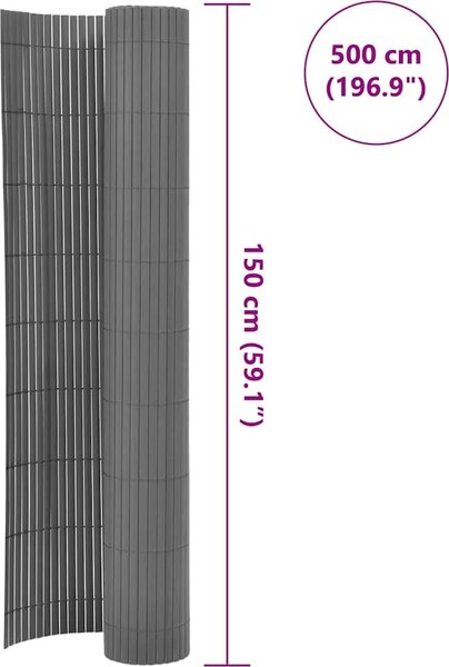 VidaXL Oboustranný zahradní plot PVC 150 x 500 cm [43641] Barva: Šedá