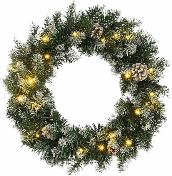 VidaXL Vánoční věnec s LED diodami zelený 60 cm PVC [345172]