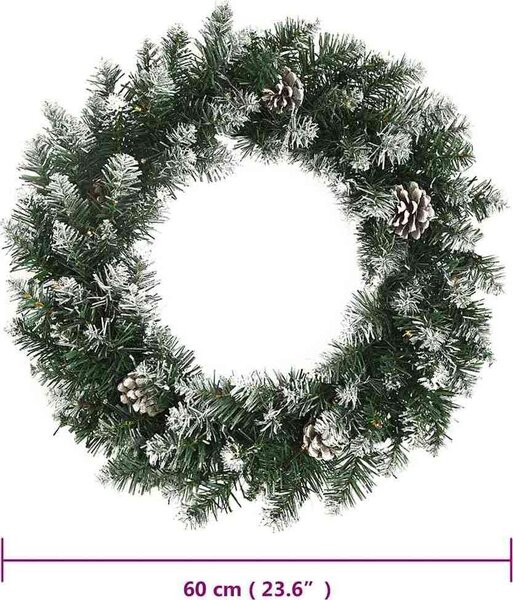 VidaXL Vánoční věnec s LED diodami zelený 60 cm PVC [345172]