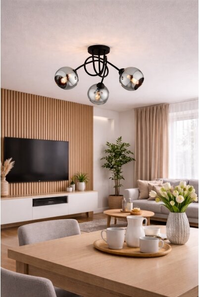 Brilagi - Přisazený lustr DIOR 3xE27/60W/230V černá/kouřová šedá