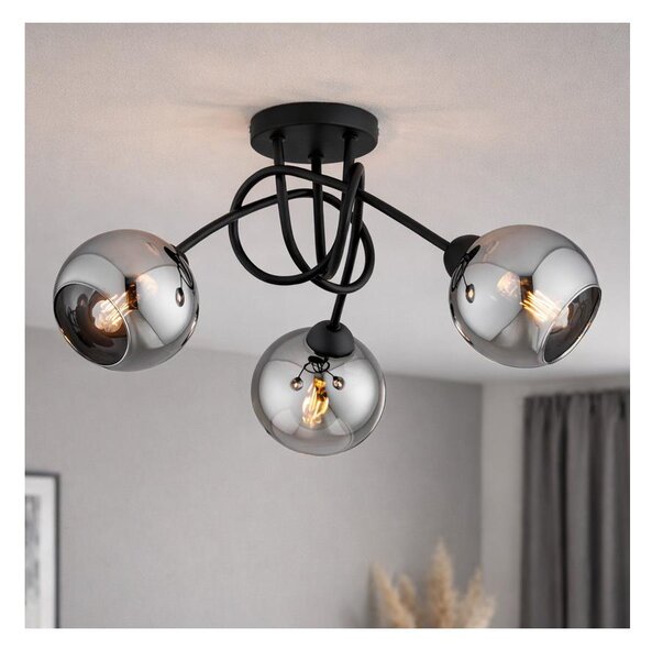 Brilagi - Přisazený lustr DIOR 3xE27/60W/230V černá/kouřová šedá