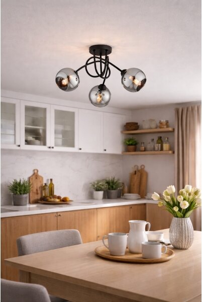 Brilagi - Přisazený lustr DIOR 3xE27/60W/230V černá/kouřová šedá