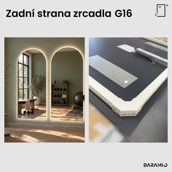 Sestava obloukových zrcadel s LED osvětlením G16