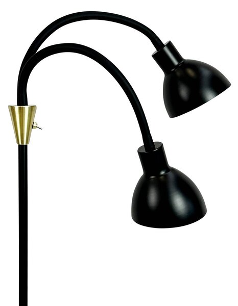 Dyberg Larsen stojací lampa Lilje, černá, výška 135 cm, 2-flg., Černá, Obývací pokoj / jídelna, kov, Design
