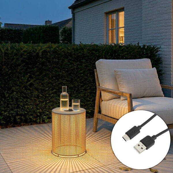 Moderní venkovní stolní lampa béžová vč. LED dobíjecí a solární IP54 - Rope