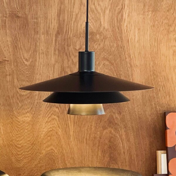 Dyberg Larsen Závěsné světlo Kay, Ø 50 cm, černé, kov, stmívatelný, Černá, Obývací pokoj / jídelna, kov, Design