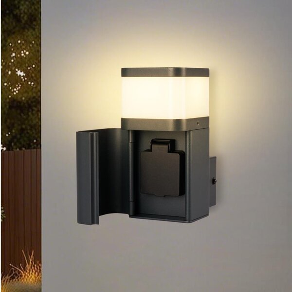 Brilagi - Venkovní nást. lampa se zás. SCHUKO PILLAR 1xG9/11W/230V IP44 antracit