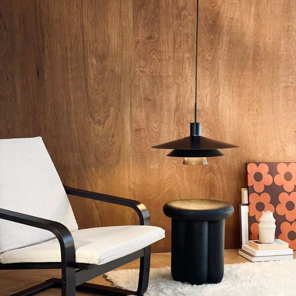 Dyberg Larsen Závěsné světlo Kay, Ø 50 cm, černé, kov, stmívatelný, Černá, Obývací pokoj / jídelna, kov, Design