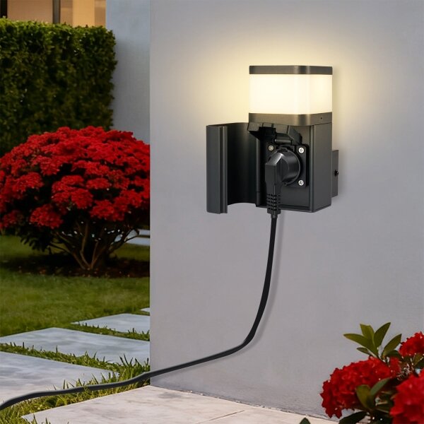 Brilagi - Venkovní nást. lampa se zás. SCHUKO PILLAR 1xG9/11W/230V IP44 antracit