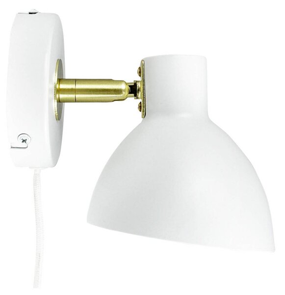 Dyberg Larsen Nástěnné světlo Lilje, bílá, Ø 16 cm, kov, Bílá / opál, Obývací pokoj / jídelna, kov, Design