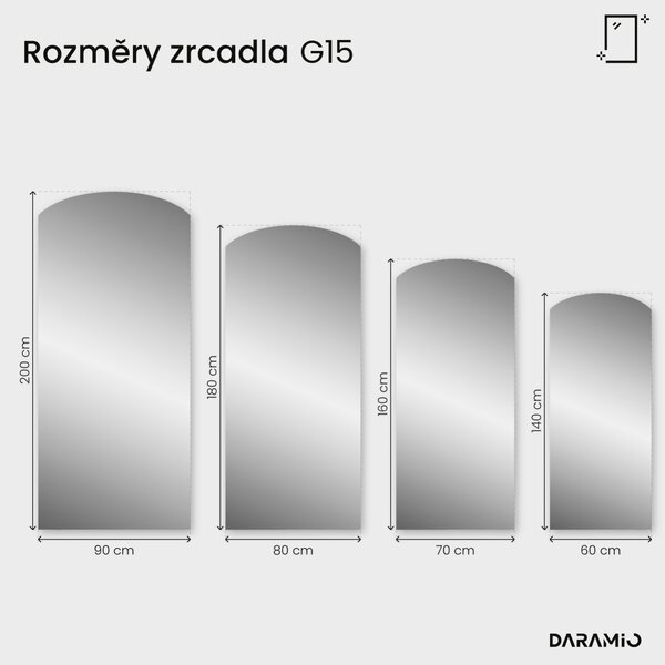 Obloukové zrcadlo do koupelny s LED osvětlením G15