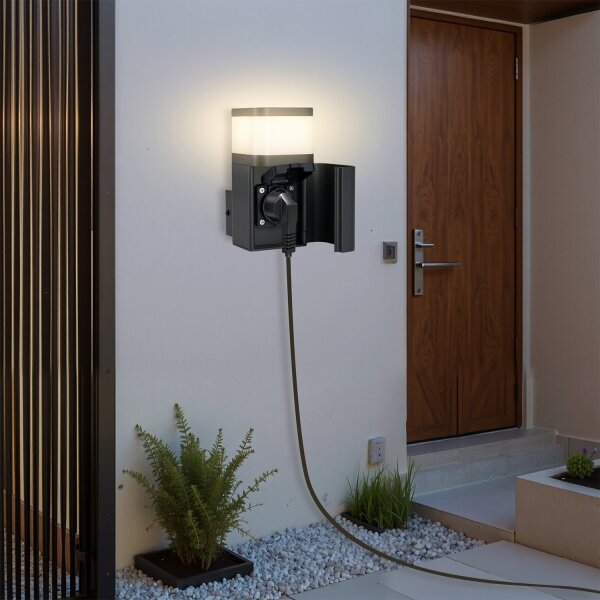 Brilagi - Venkovní nást. lampa se zás. SCHUKO PILLAR 1xG9/11W/230V IP44 antracit