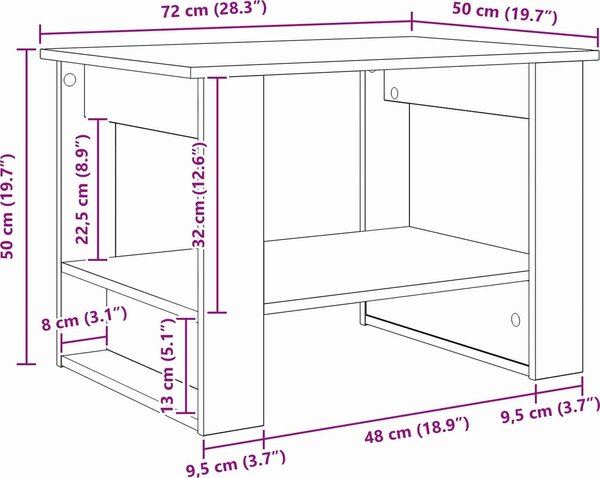 VidaXL Konferenční stolek 72 x 50 x 50 cm Kompozitní dřevo [8000195] Barva: Bílá