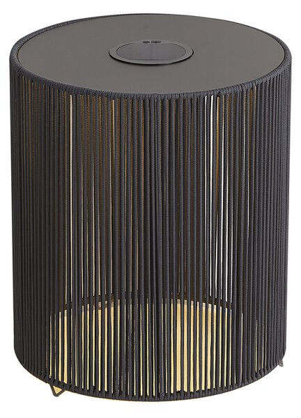 Moderní venkovní stolní lampa tmavě šedá vč. LED, dobíjecí a solární IP54 - Rope