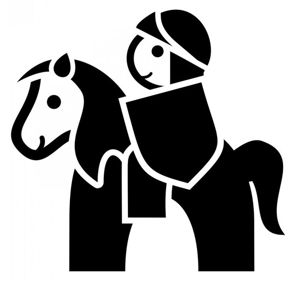 Rytíř na koní - dětské samolepky na zeď pohádkové postavičky bílá