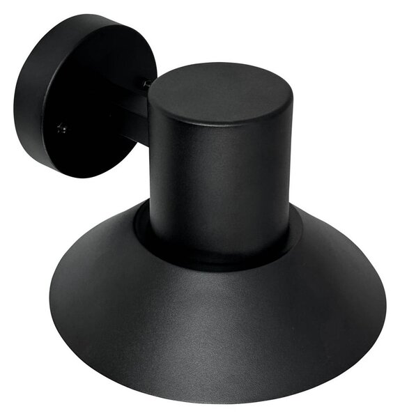 Dyberg Larsen Venkovní nástěnné svítidlo Venice, černé, Ø 20 cm, stmívatelný, Černá, kov, Design