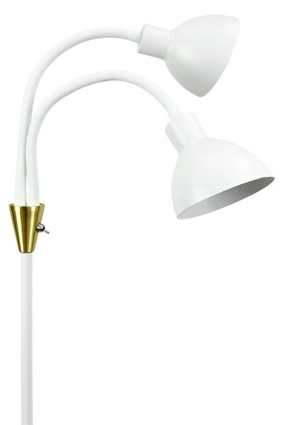 Dyberg Larsen Stojací lampa Lilje, bílá, výška 135 cm, 2ramenná, Bílá / opál, Obývací pokoj / jídelna, kov, Design