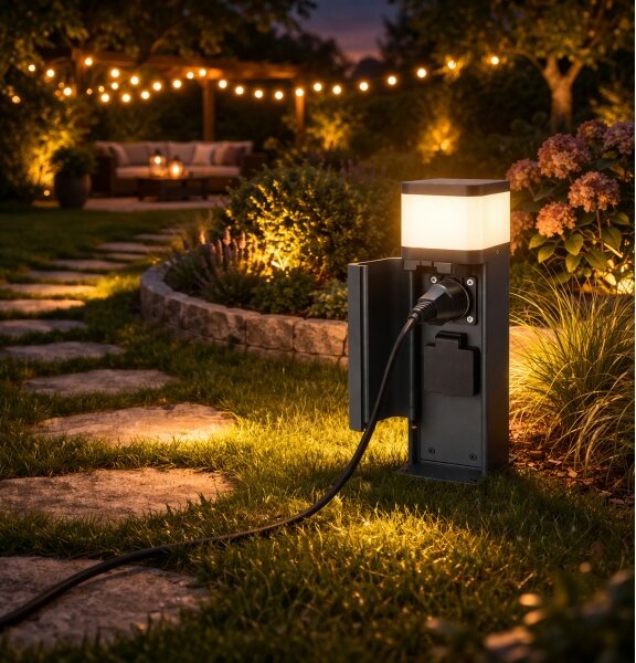 Brilagi -Venkovní lampa se 2 zásuvkami SCHUKO PILLAR 1xG9/11W/230V IP44 antracit