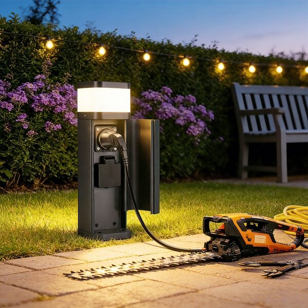 Brilagi -Venkovní lampa se 2 zásuvkami SCHUKO PILLAR 1xG9/11W/230V IP44 antracit