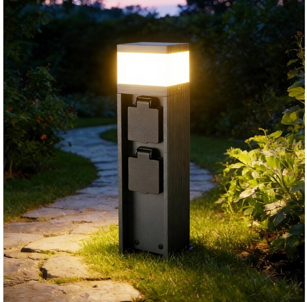 Brilagi -Venkovní lampa se 2 zásuvkami SCHUKO PILLAR 1xG9/11W/230V IP44 antracit