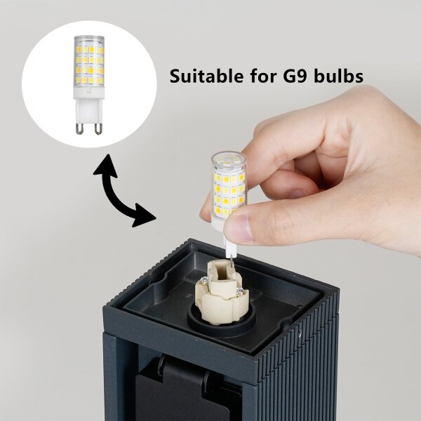 Brilagi -Venkovní lampa se 2 zásuvkami SCHUKO PILLAR 1xG9/11W/230V IP44 antracit