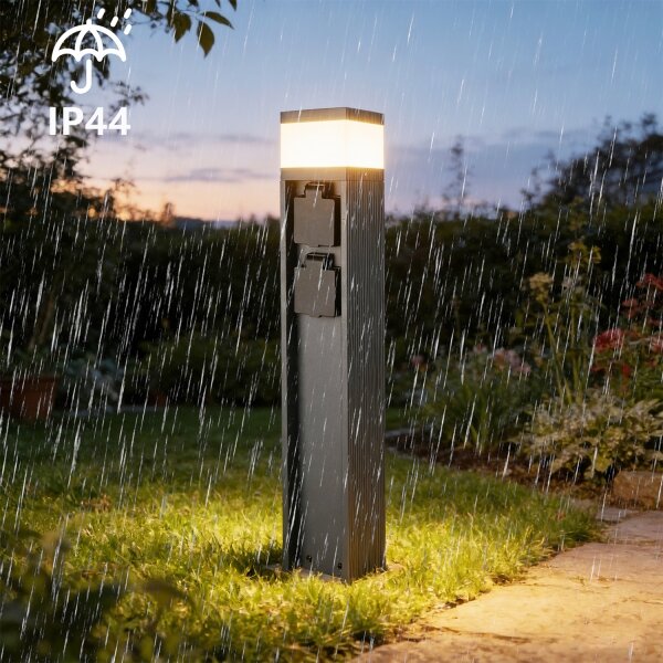 Brilagi -Venkovní lampa se 2 zásuvkami SCHUKO PILLAR 1xG9/11W/230V IP44 antracit