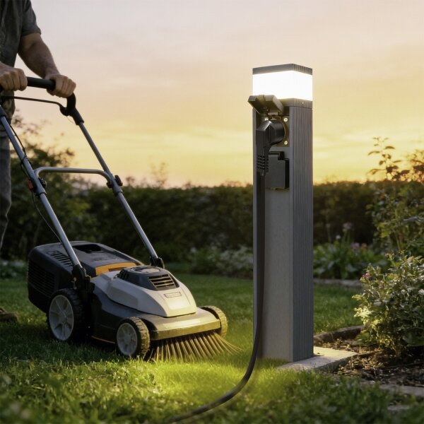 Brilagi -Venkovní lampa se 2 zásuvkami SCHUKO PILLAR 1xG9/11W/230V IP44 antracit