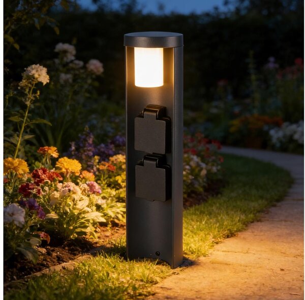 Brilagi - Venkovní lampa se 2 zásuvkami SCHUKO PILLAR 1xG9/11W/230V IP44 antrac