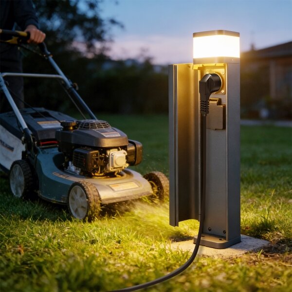 Brilagi -Venkovní lampa se 2 zásuvkami SCHUKO PILLAR 1xG9/11W/230V IP44 antracit