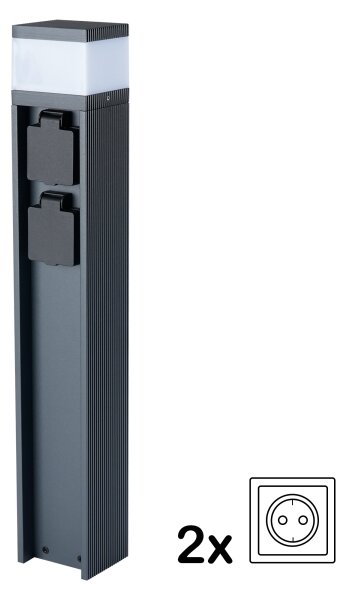 Brilagi -Venkovní lampa se 2 zásuvkami SCHUKO PILLAR 1xG9/11W/230V IP44 antracit