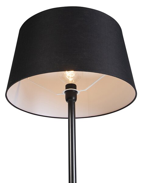Stojací lampa černá s lněným stínítkem černá 45 cm - Simplo