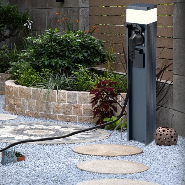 Brilagi -Venkovní lampa se 2 zásuvkami SCHUKO PILLAR 1xG9/11W/230V IP44 antracit