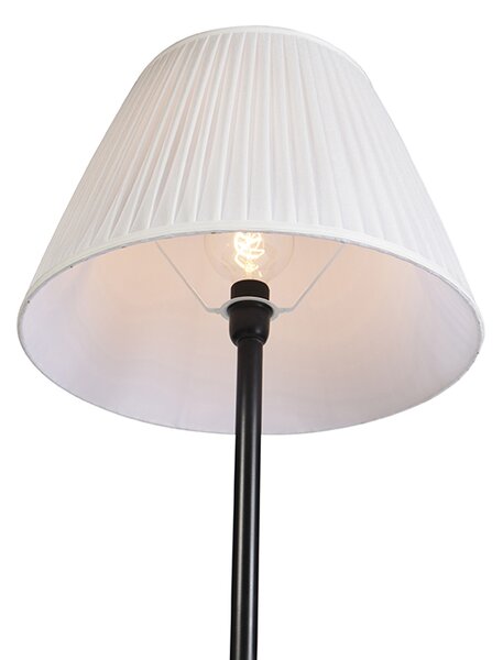 Moderní stojací lampa černá s bílým plisovaným stínítkem 45 cm - Simplo